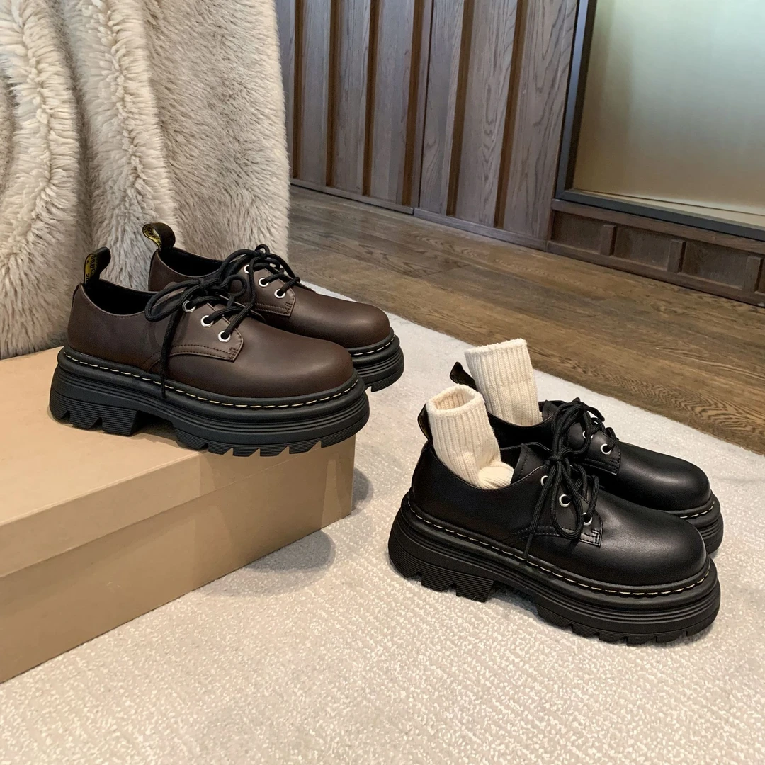 苏茵茵英伦风乐福鞋女学院风秋季爆款厚底增高气质小皮鞋E4308322