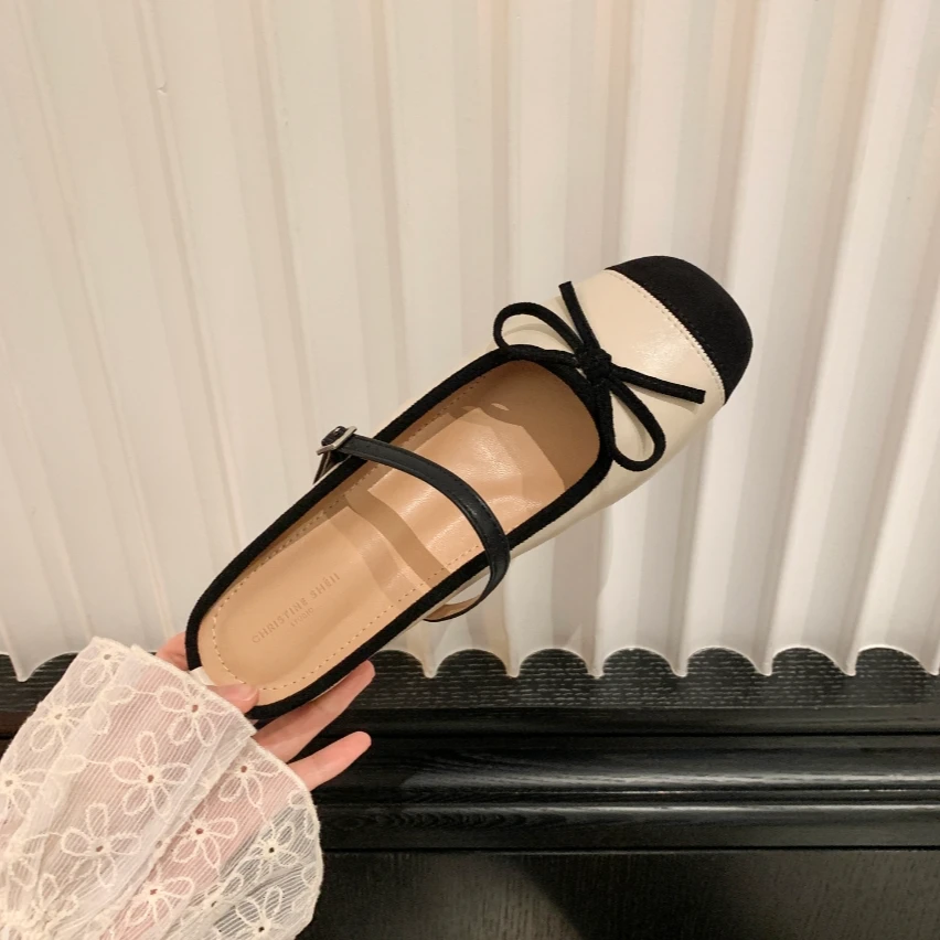 【坚果专属】内增高蝴蝶芭蕾单鞋女包头半拖E4201180