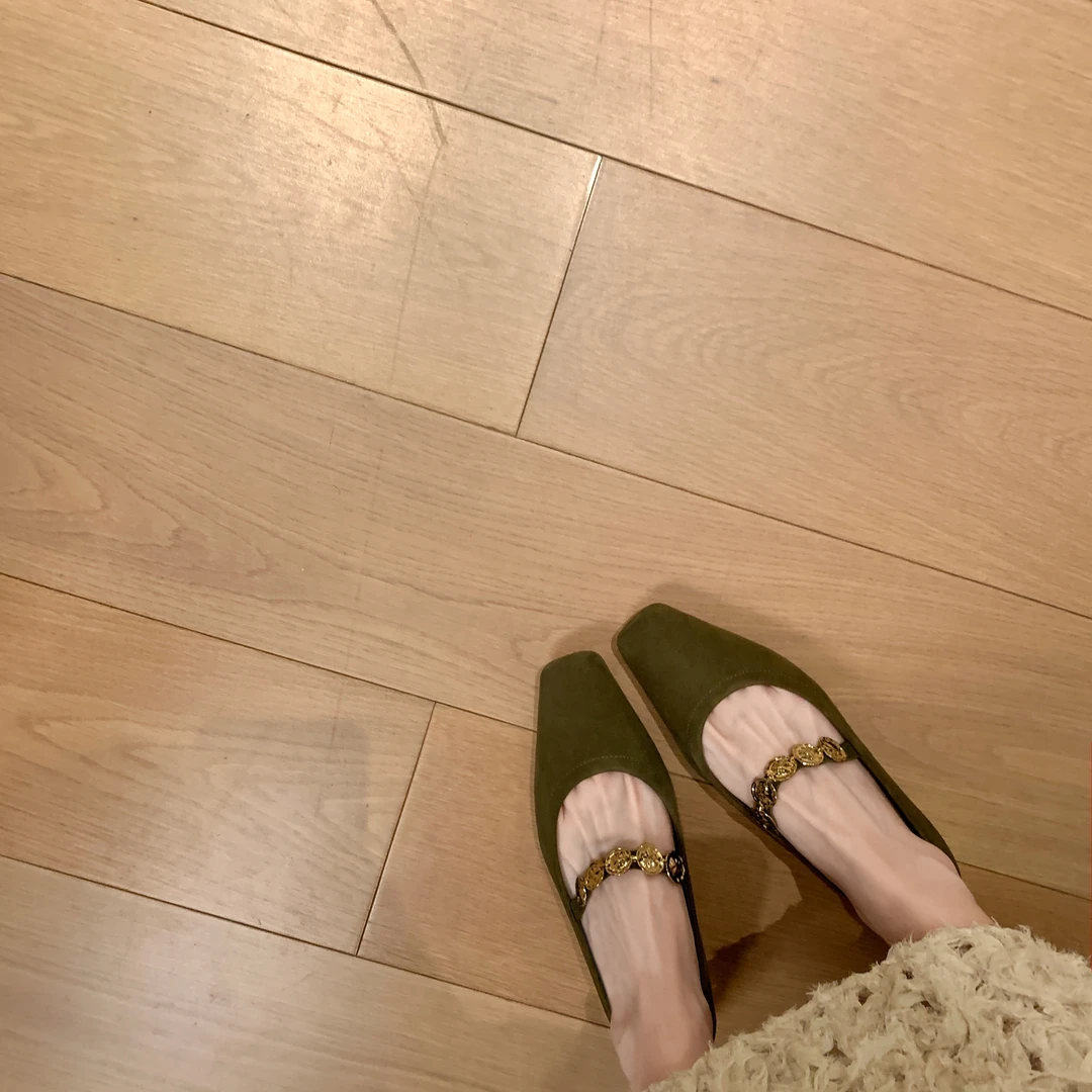 苏茵茵玛丽珍鞋女新款百搭气质单鞋小香风方头粗跟多宝鞋E4301301