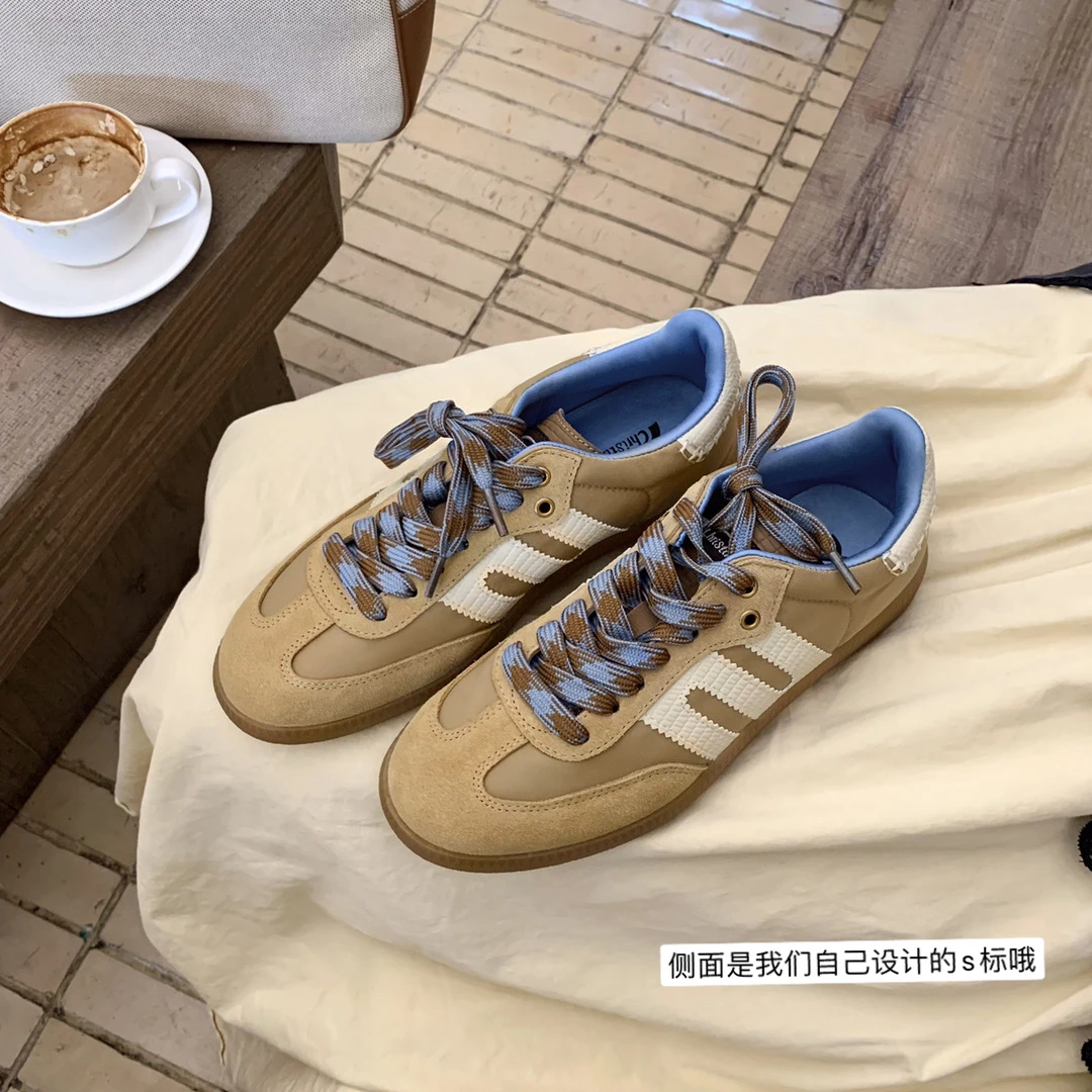 【明明舅专属】美院新生~复古拼色系带厚底板鞋女德训鞋E4319045