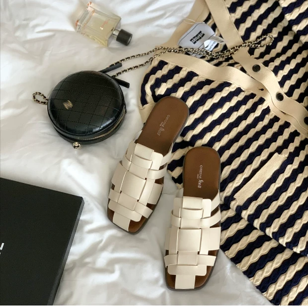 SHEII-韩国罗马编织时尚半拖平底拖鞋女夏外穿E21T033A