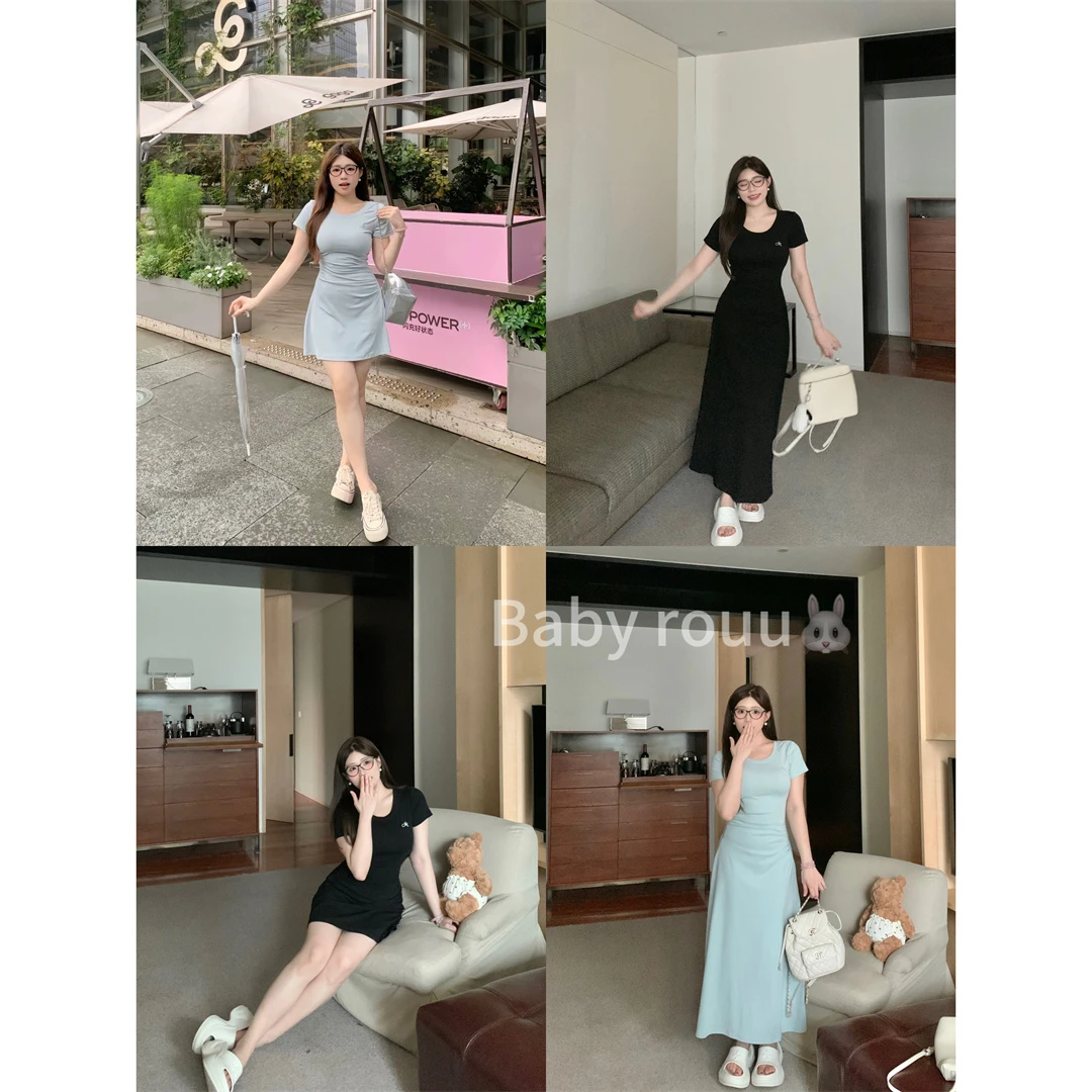 baby rouuZJ怡770437-2【天然氧吧——正反两穿】法式显瘦收腰连衣裙