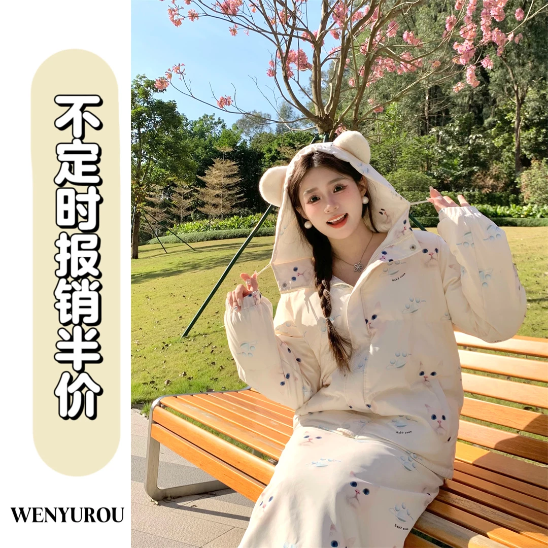 XD麦989631【猫咪日记-长裤-长裙】奶呼呼小猫印花棉服