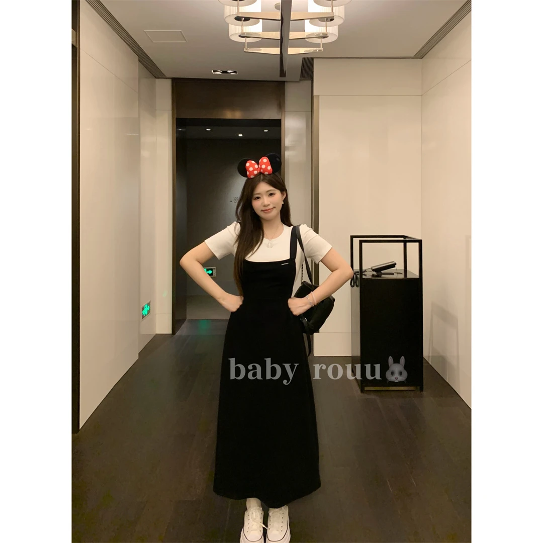 baby rouuZJ麦770489-1【初代学姐-长款背带】气质休闲背带连衣裙