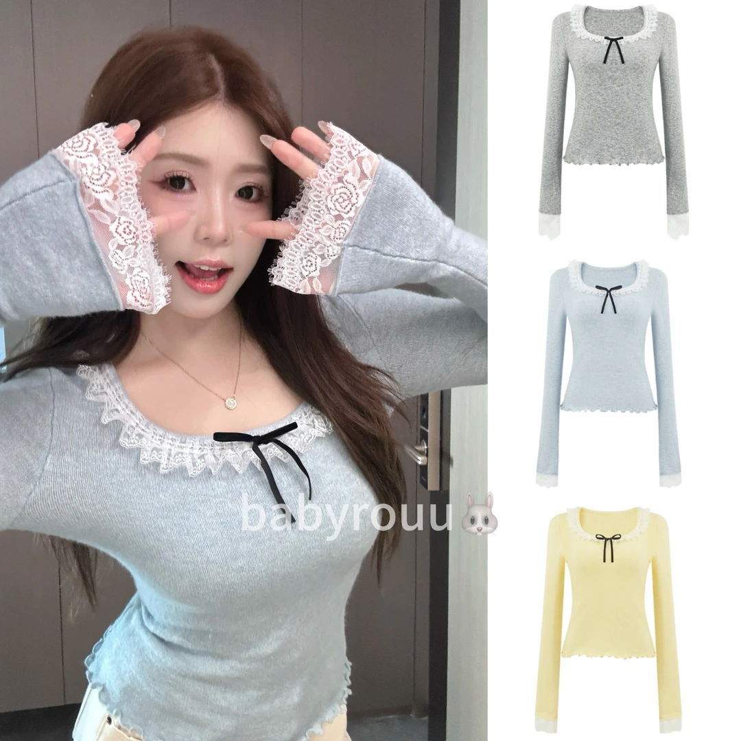 baby rouu【现货】【云上香氛】温与柔显瘦修身长袖毛织上衣