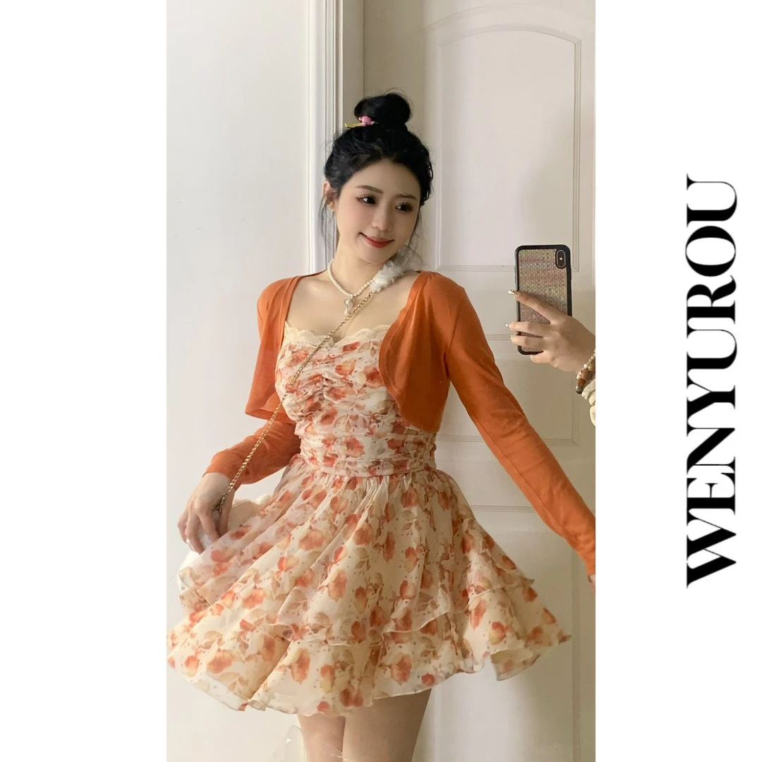 MXY雪353472温与柔【橘子海-170cm也能穿】显瘦收腰套装连衣裙纯欲