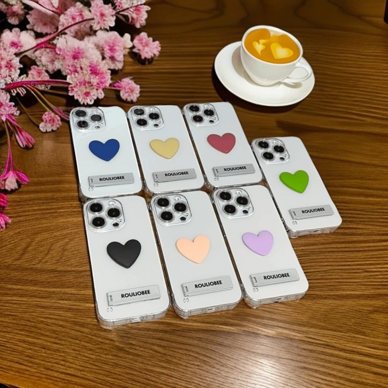 无边框立体爱心适用苹果15promax手机壳iphone14硬13女12透明