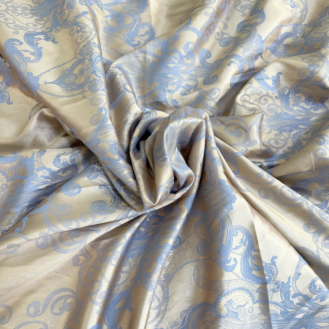 【贡缎被套 蓝金 200*230】棉轻奢提花丝滑被罩蓝色典雅双人标尺