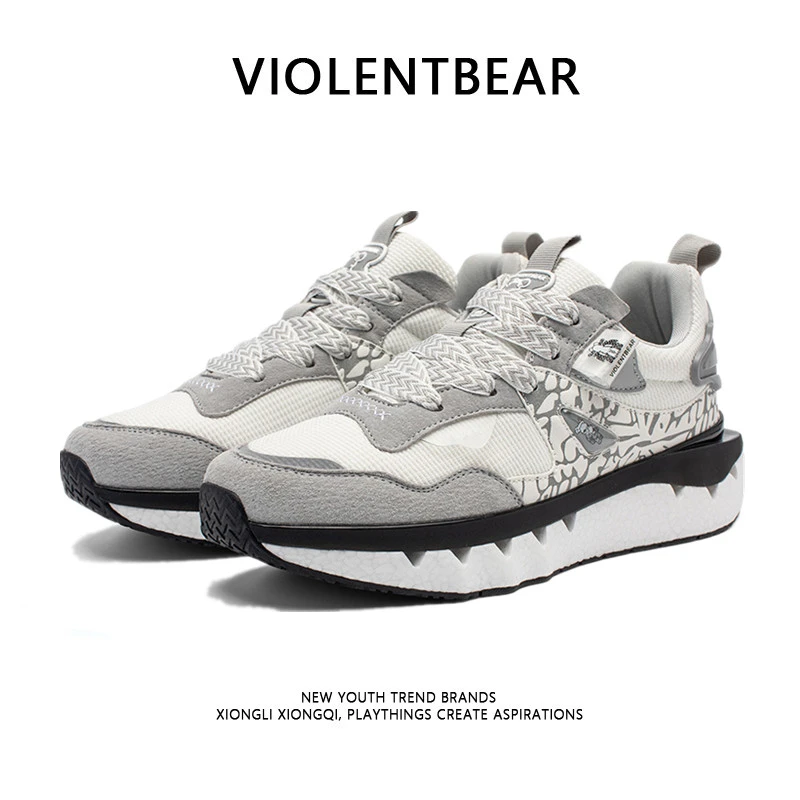 VIOLENTBEAR/暴力熊新款空气阀门时尚情侣跑步休闲鞋23111白灰