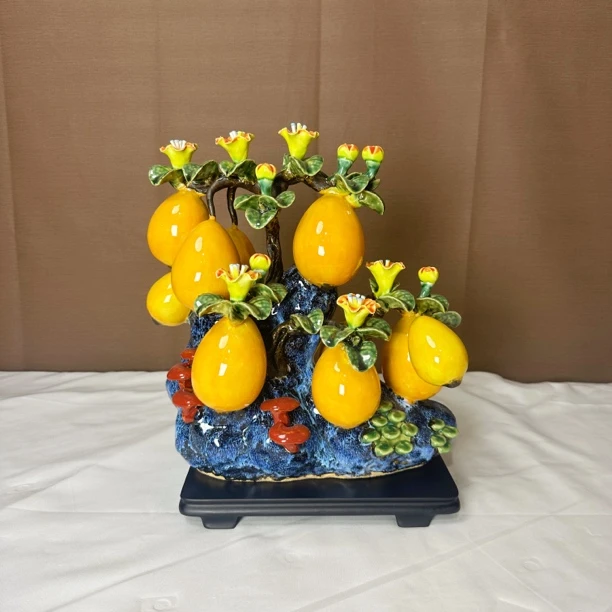 金玉满堂枇杷果石湾公仔中式陶瓷摆设玄关茶室创意书房