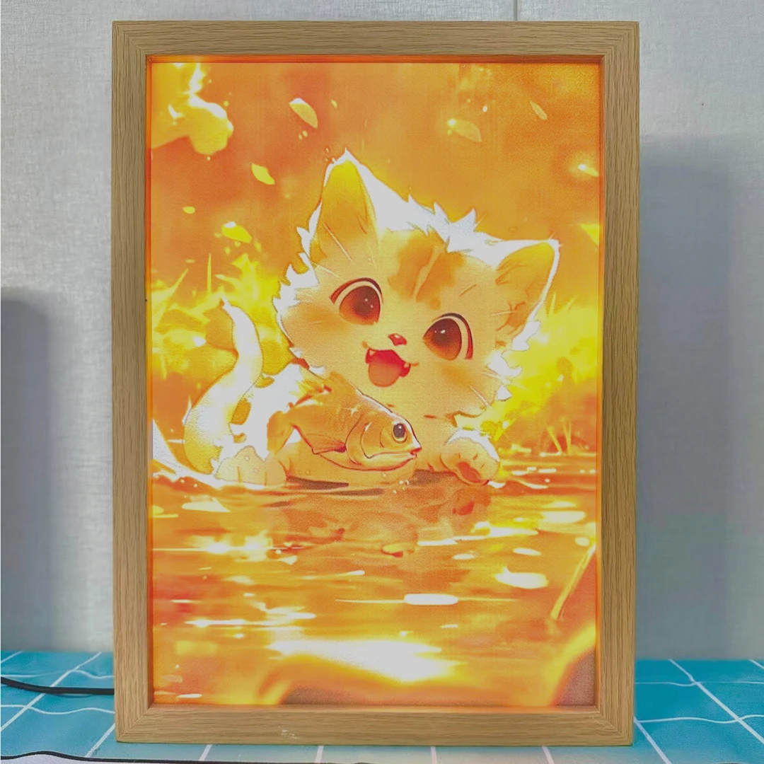 情侣灯光画装饰画小夜灯床头灯卧室阳光画壁挂相框发光画礼物创意