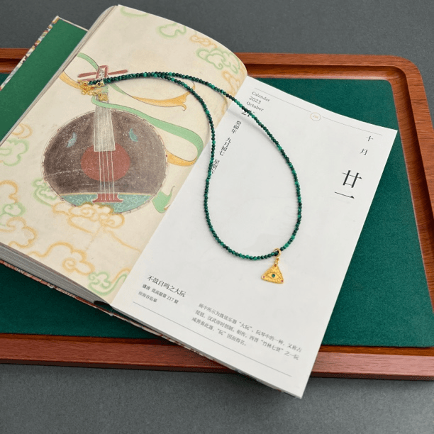 【皆拍珠宝-心苒】天然孔雀石/S925银吊坠智慧之眼简约大气百搭复古