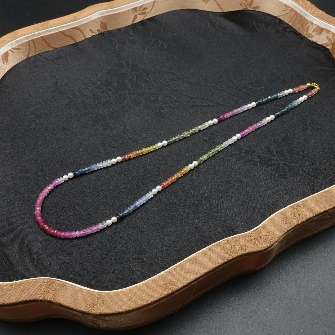 【Justarry-凝花露】18k金天然彩色渐变蓝宝石项链（定位扣非18k金）