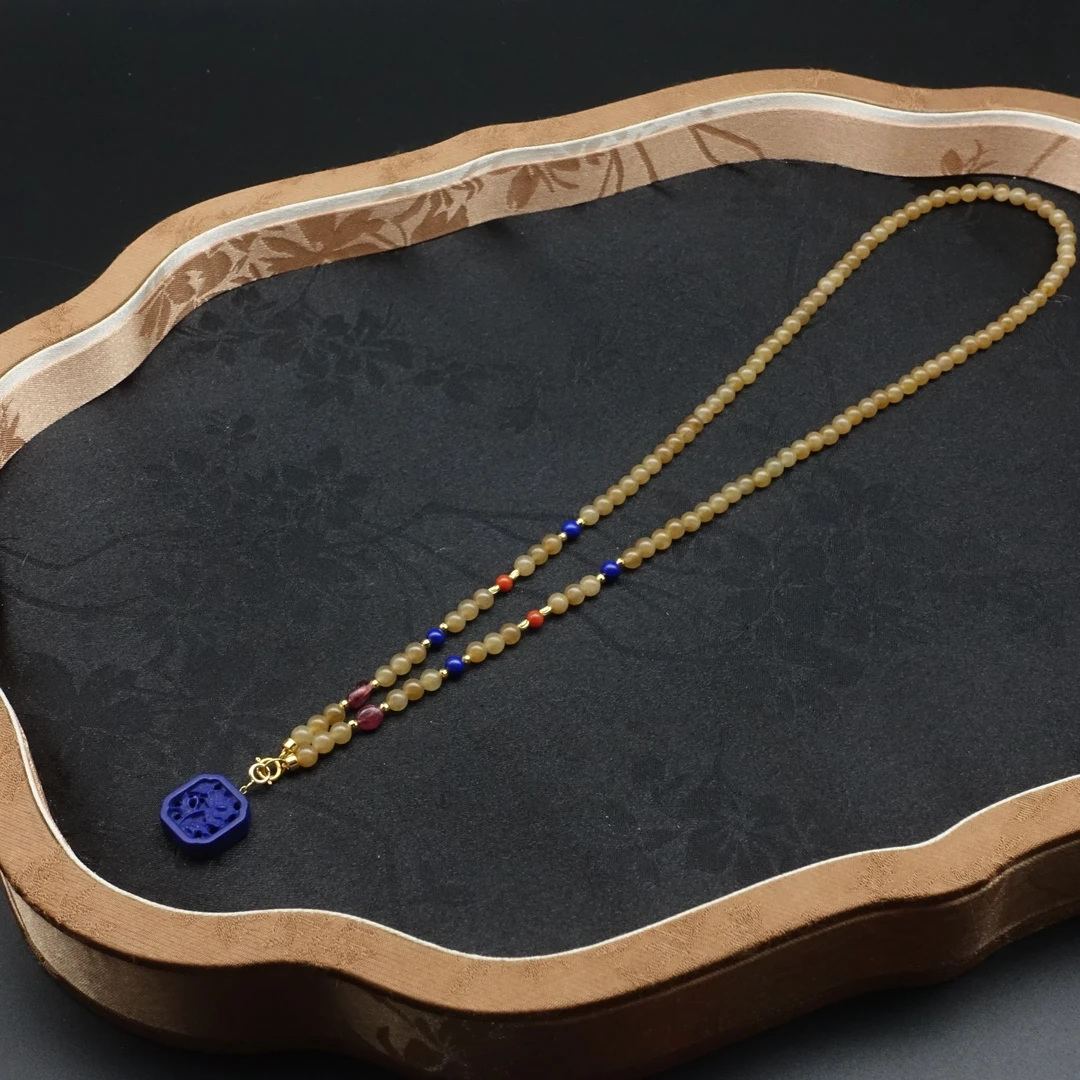 【Justarry-藕花】18k金天然和田糖玉项链+吊坠（定位扣非18k金）