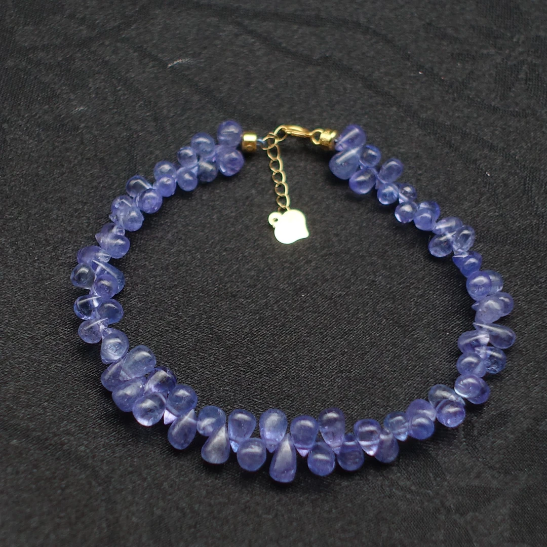 JUSTARRY【宜川】18k金天然坦桑石水滴手链百搭轻奢（定位扣非18k金）