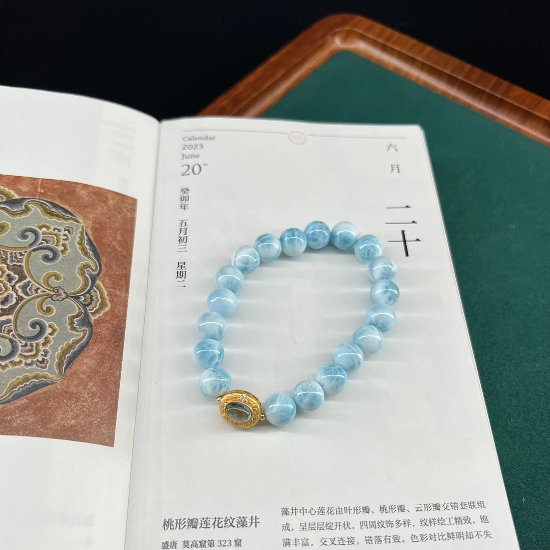 【皆拍珠宝-逐浪】天然海纹石单圈手串 夏日清爽百搭清新公主高级感