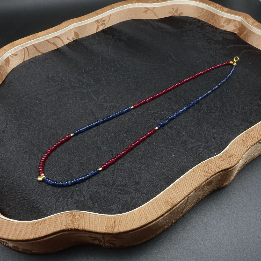 JUSTARRY【青雨鸿】18k金天然红宝石配蓝宝石项链（定位扣非18k金）