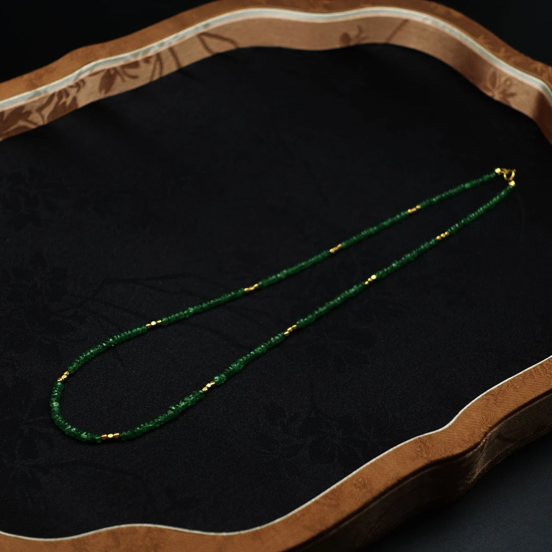 【Justarry-绿衣郎】18k金天然石榴石沙弗莱项链（定位扣非18k金）