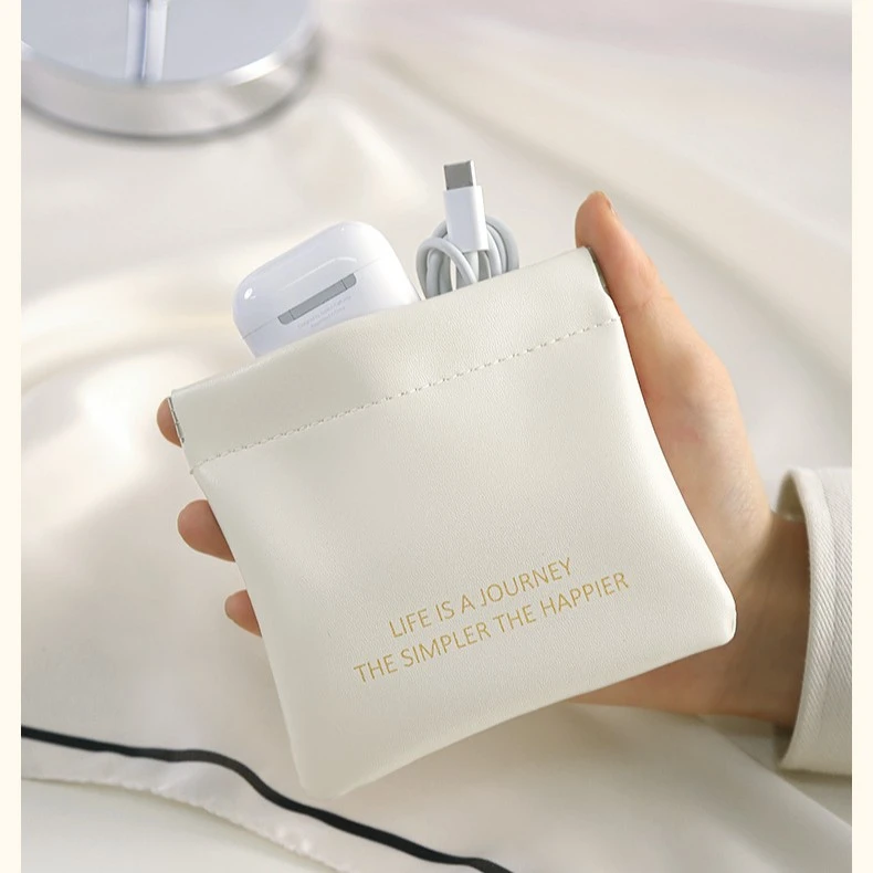 小包中包收纳包自动闭合口红电源充电器保护套弹片收纳包便携式
