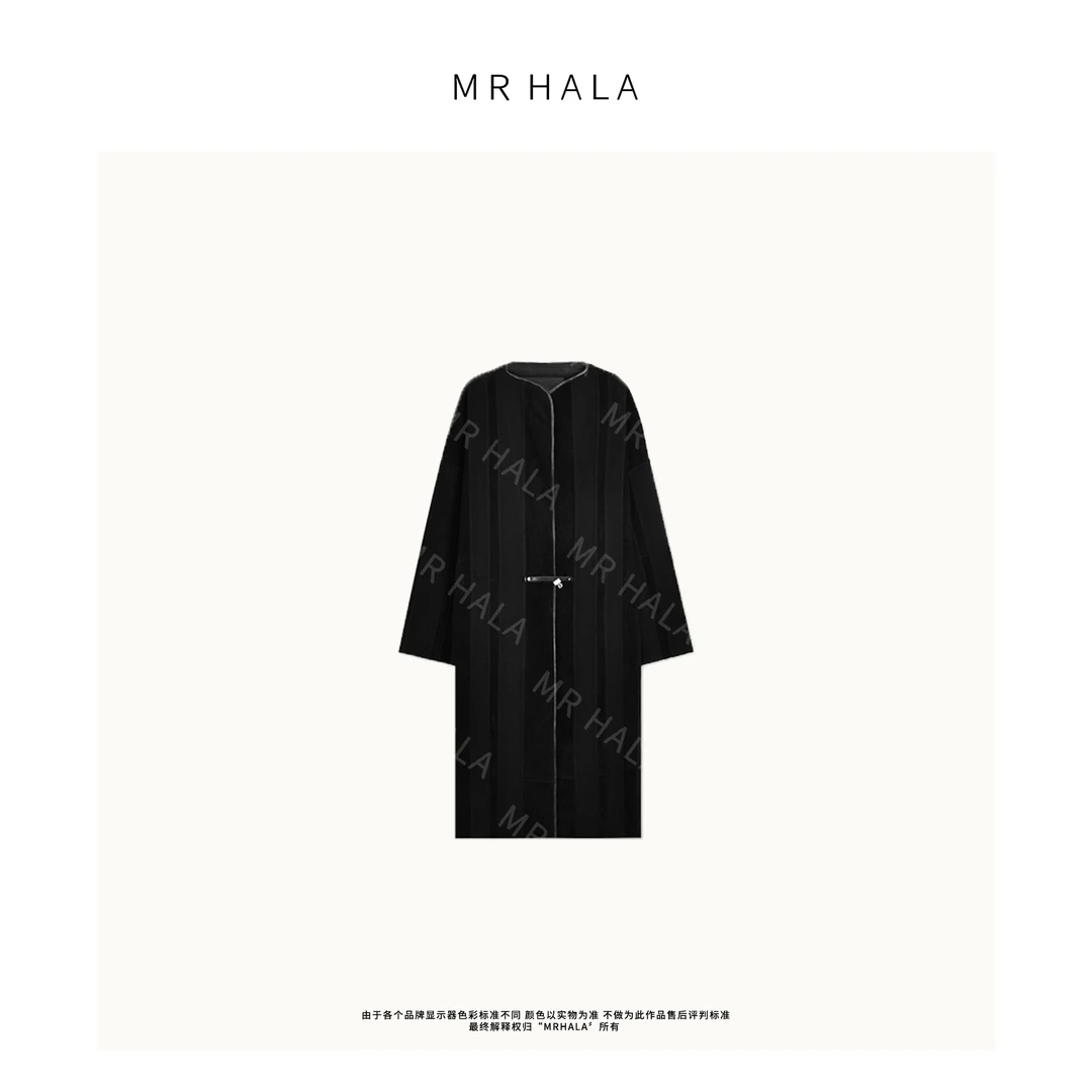 MRHALA 艾玛百搭澳毛手工缝制羊皮拼接落肩大衣 YW3102