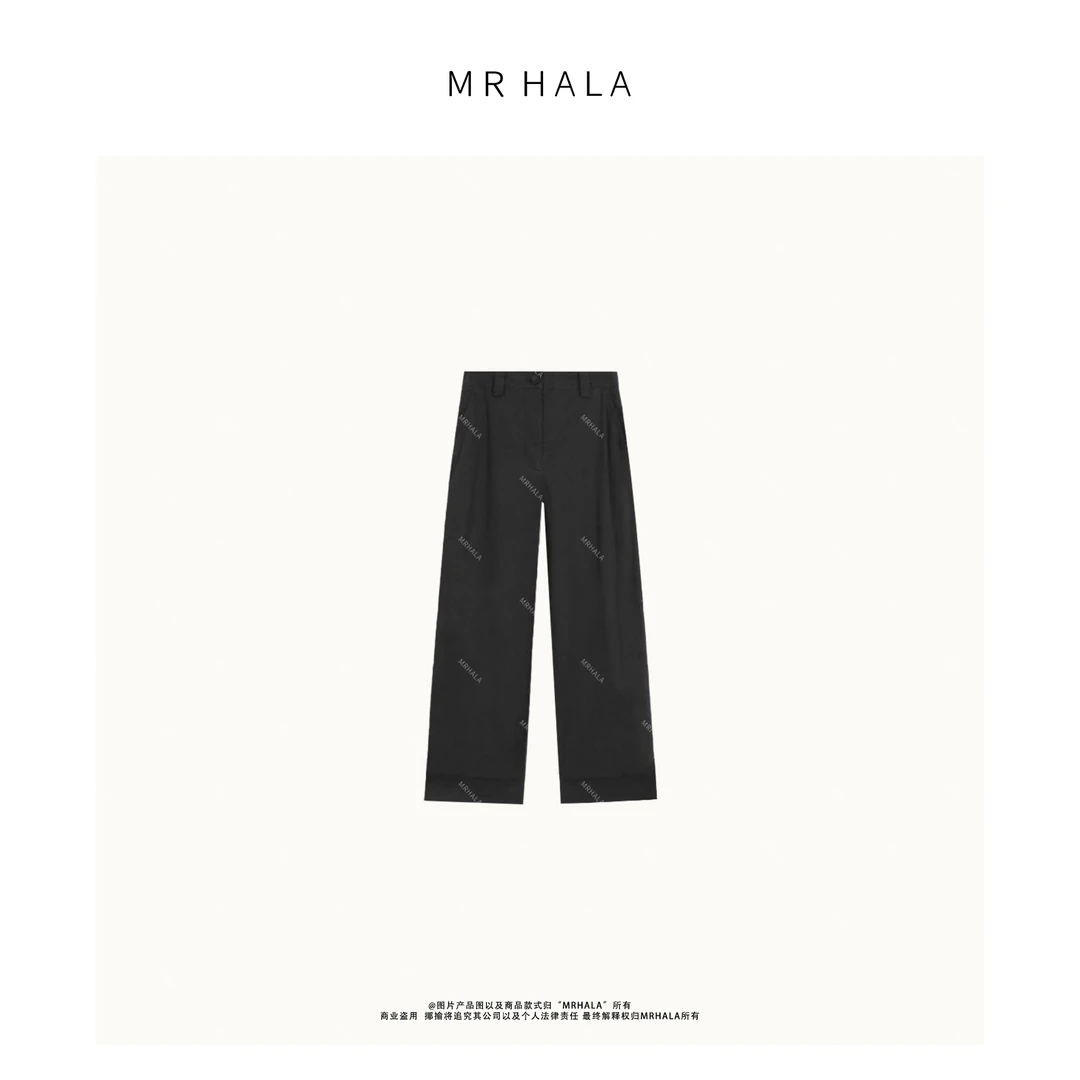 MRHALA 崇礼廓形高织卷边长裤女 LK40756