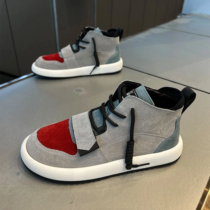 秋冬轻奢高帮男鞋2024新款丑萌时尚百搭高街板鞋舒适懒人鞋网红鞋