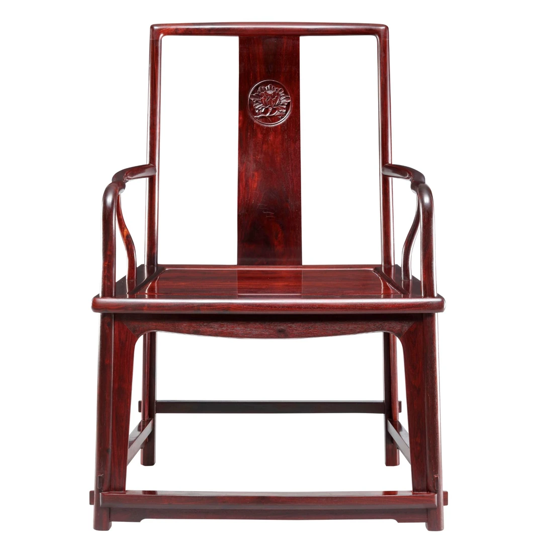 紫檀扇面形南官帽椅三件套