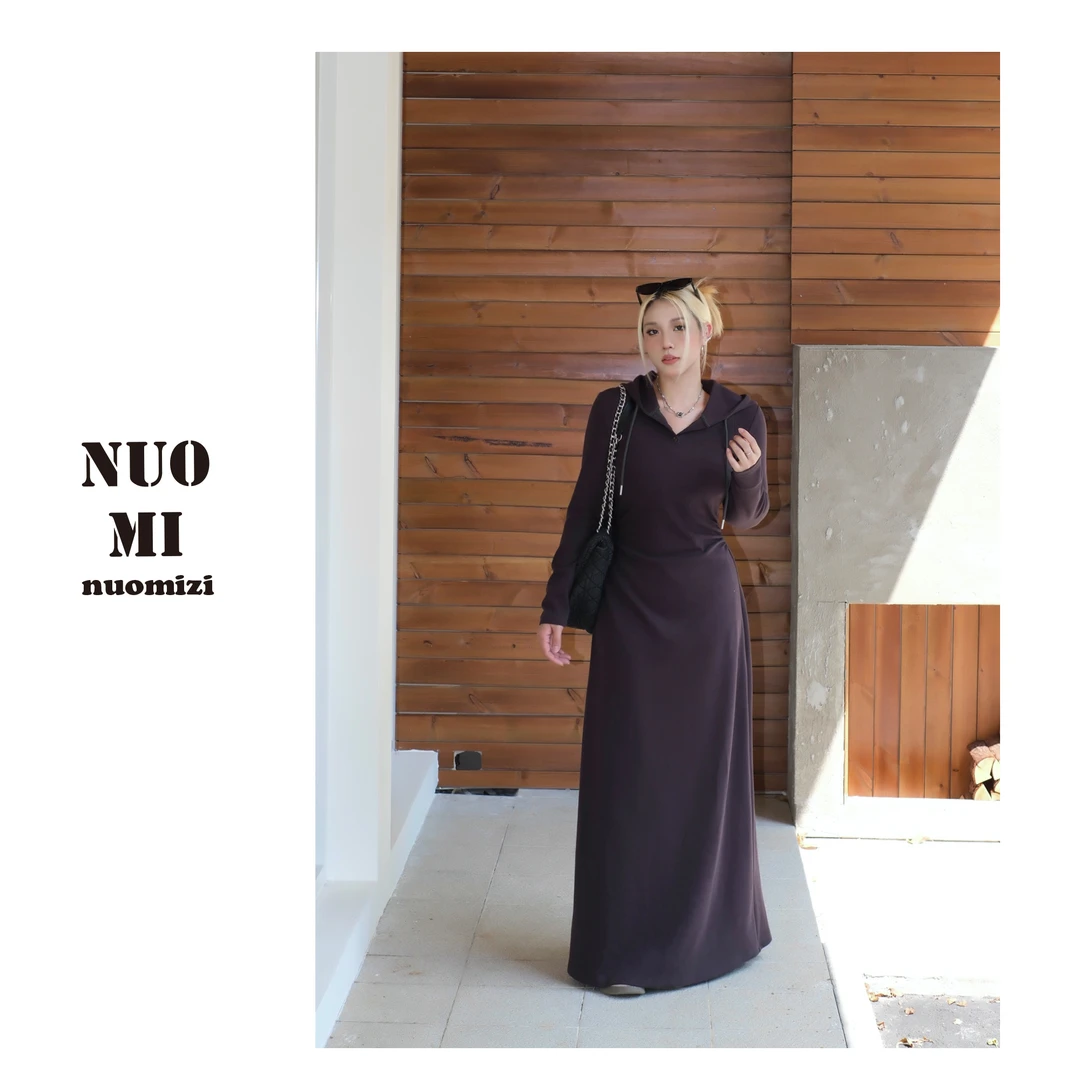 ZOZ糯米子[酷飒女友]休闲连帽连衣裙显瘦简约百搭长裙