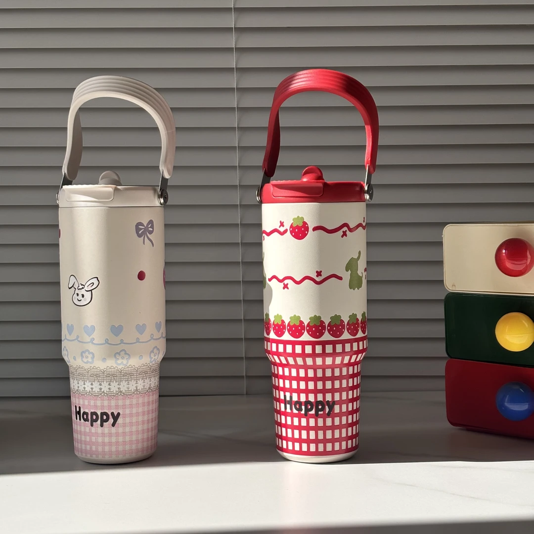 绚青大容量保温杯吸管女生咖啡杯大号水杯巨无霸便携水壶冰霸杯子