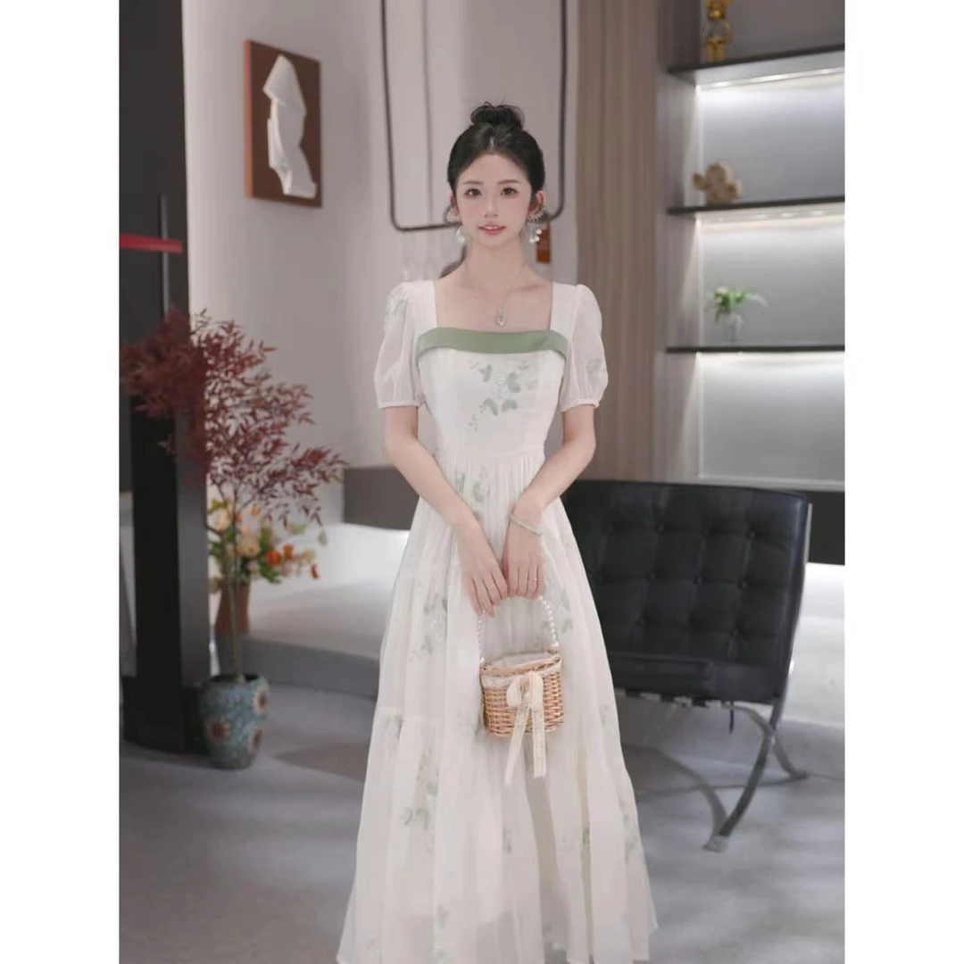 薇美儿-【现货】新款夏款气质显瘦收腰连衣裙-B4624Q