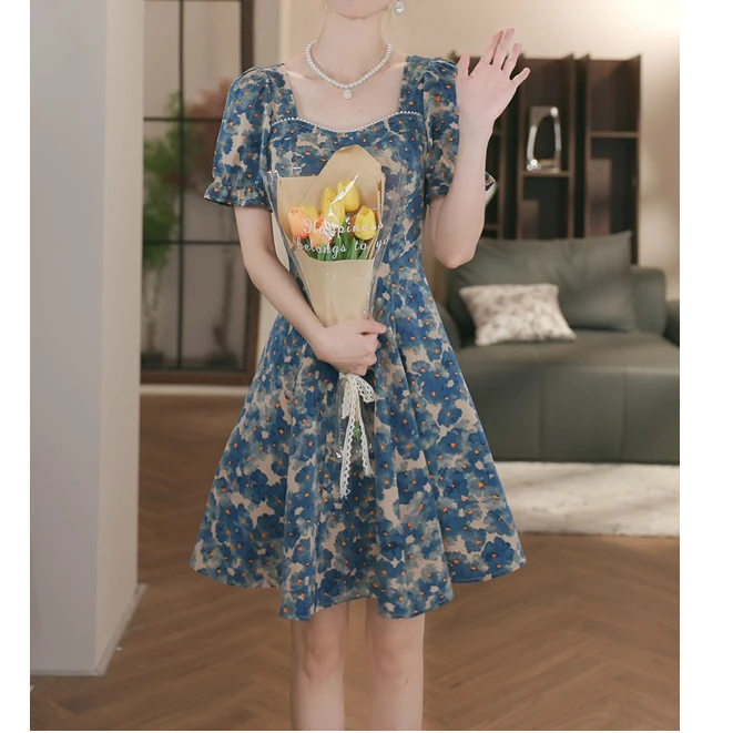 薇宝儿塔塔-【短款-木槿花】新款气质显瘦收腰法式连衣裙-B6339G