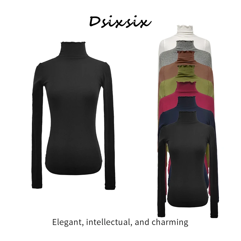 WEI BAO ER【秋冬内搭】休闲时尚百搭设计感修身显瘦半高领打底衫女