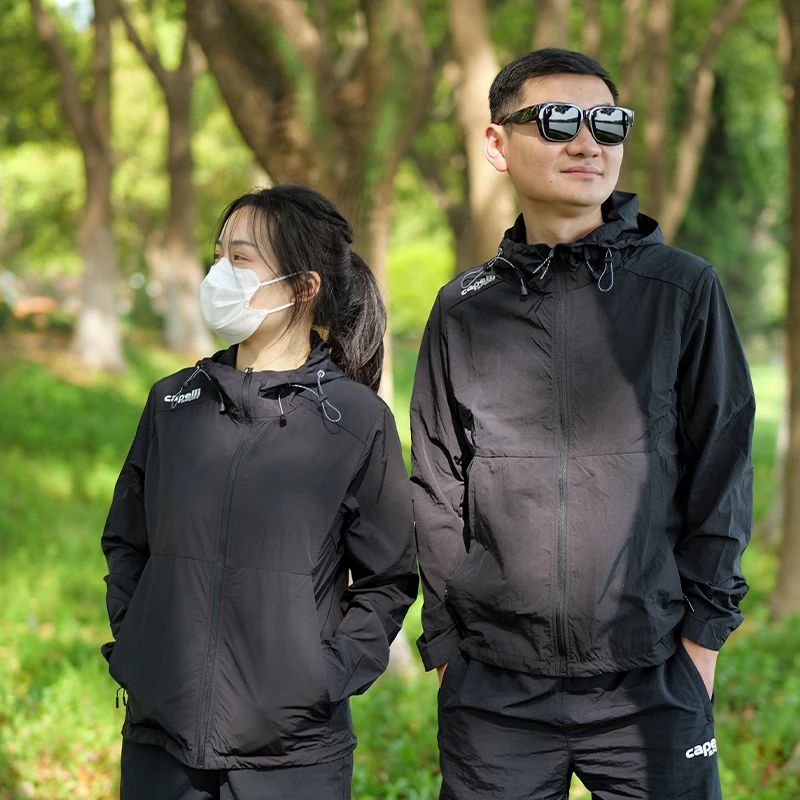 Capellisport男女梭织防晒衣男户外运动连帽骑行服UPF50+钓鱼上衣