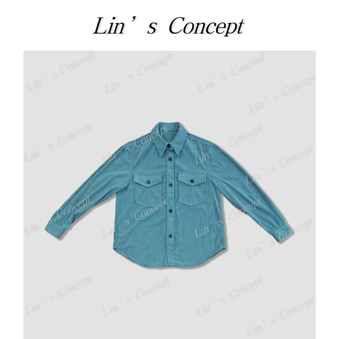 【Lin's concept】极简纯色竖条纹衬衫FL041