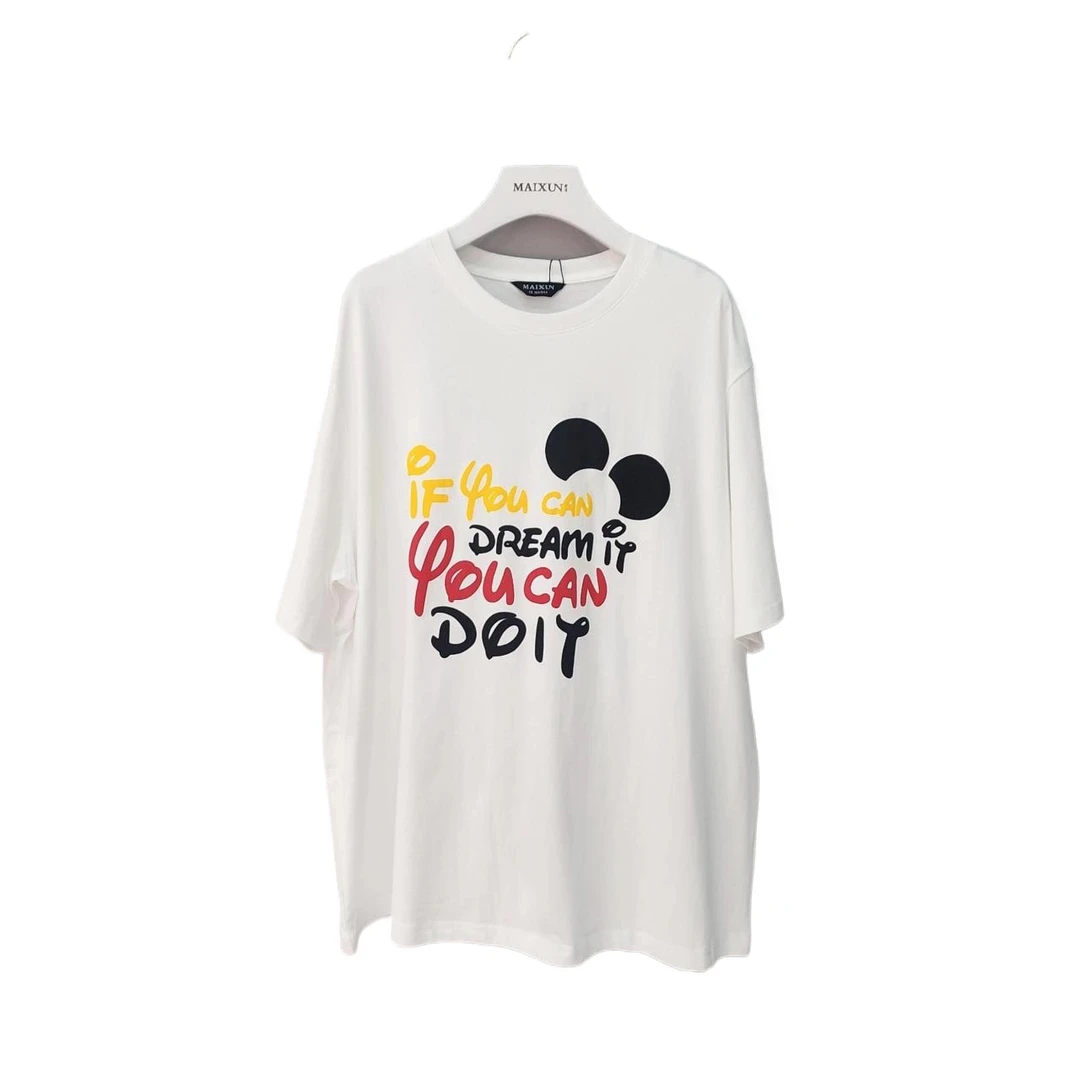 麦寻夏季新款TXSFQ104纯棉圆领T恤大版型宽松卡通减龄通勤时尚