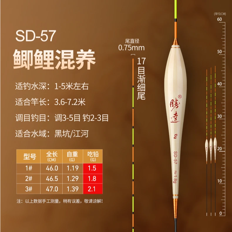 SD-57细尾轻口行程综合漂47公分1.5-2.1克休闲黑坑鲫鲤鱼混养