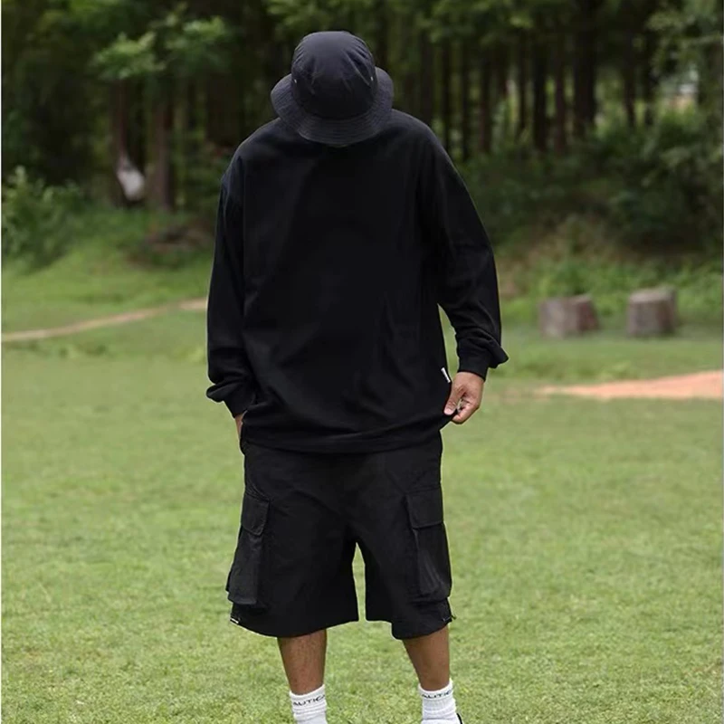 秋季新款300G重磅长袖纯棉圆领白色打底T恤衫内搭纯色宽松落肩袖