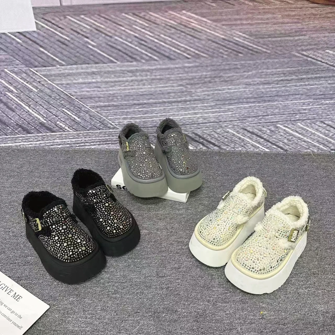 时尚百搭休闲鞋勃肯鞋烫钻满钻厚底女士潮流松糕底