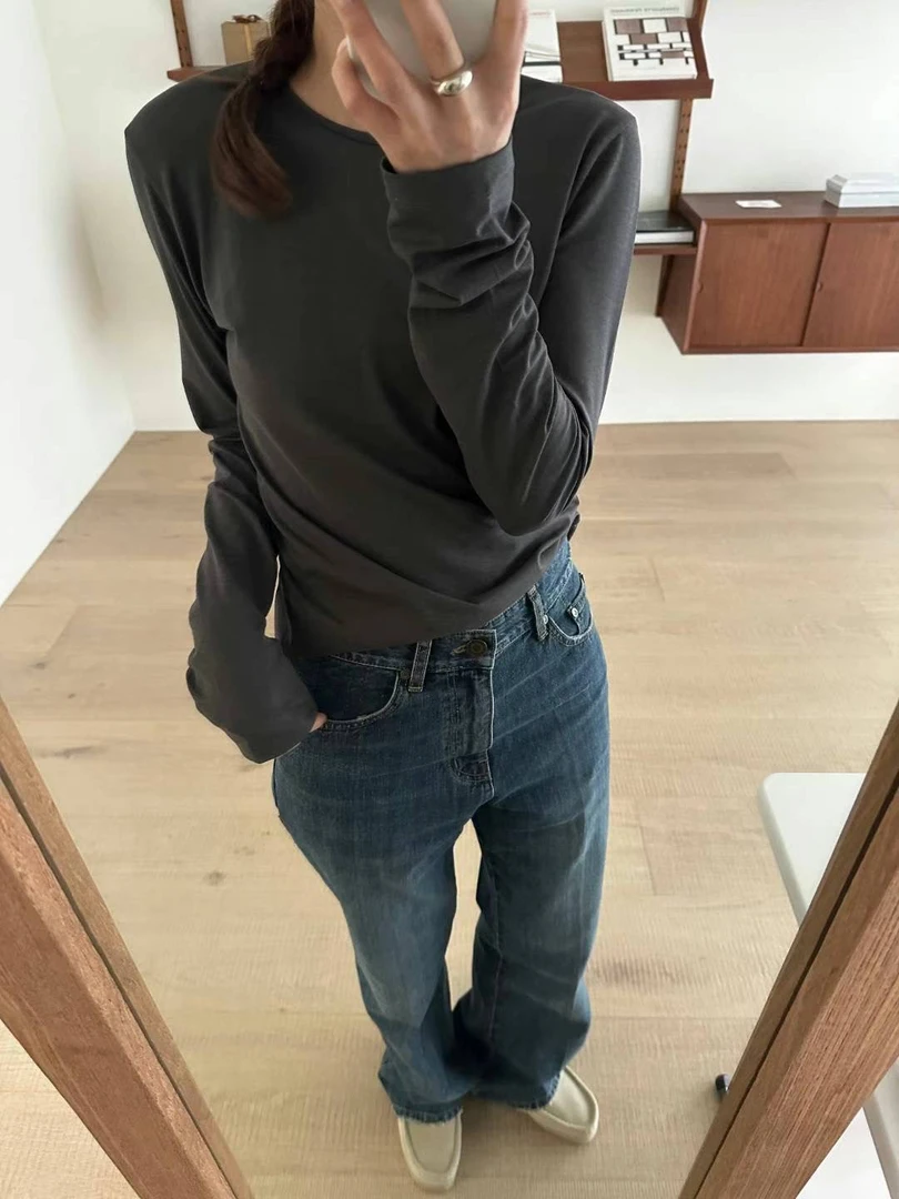 韩国东大门A2优选圆领长袖T恤打底女士百搭《NO退NO换》