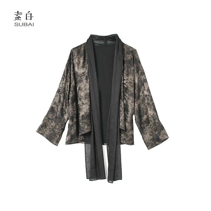 素白【春染】墨染印花开衫SB2408CS00131