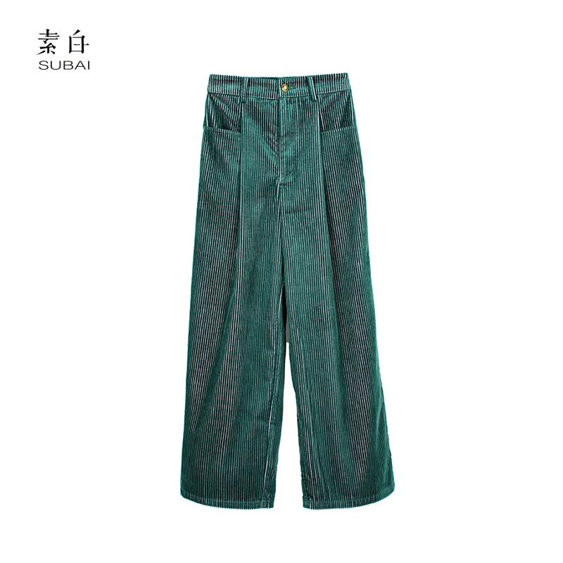 素白【孤影】复古灯芯绒休闲阔腿直筒裤SB2410K00593