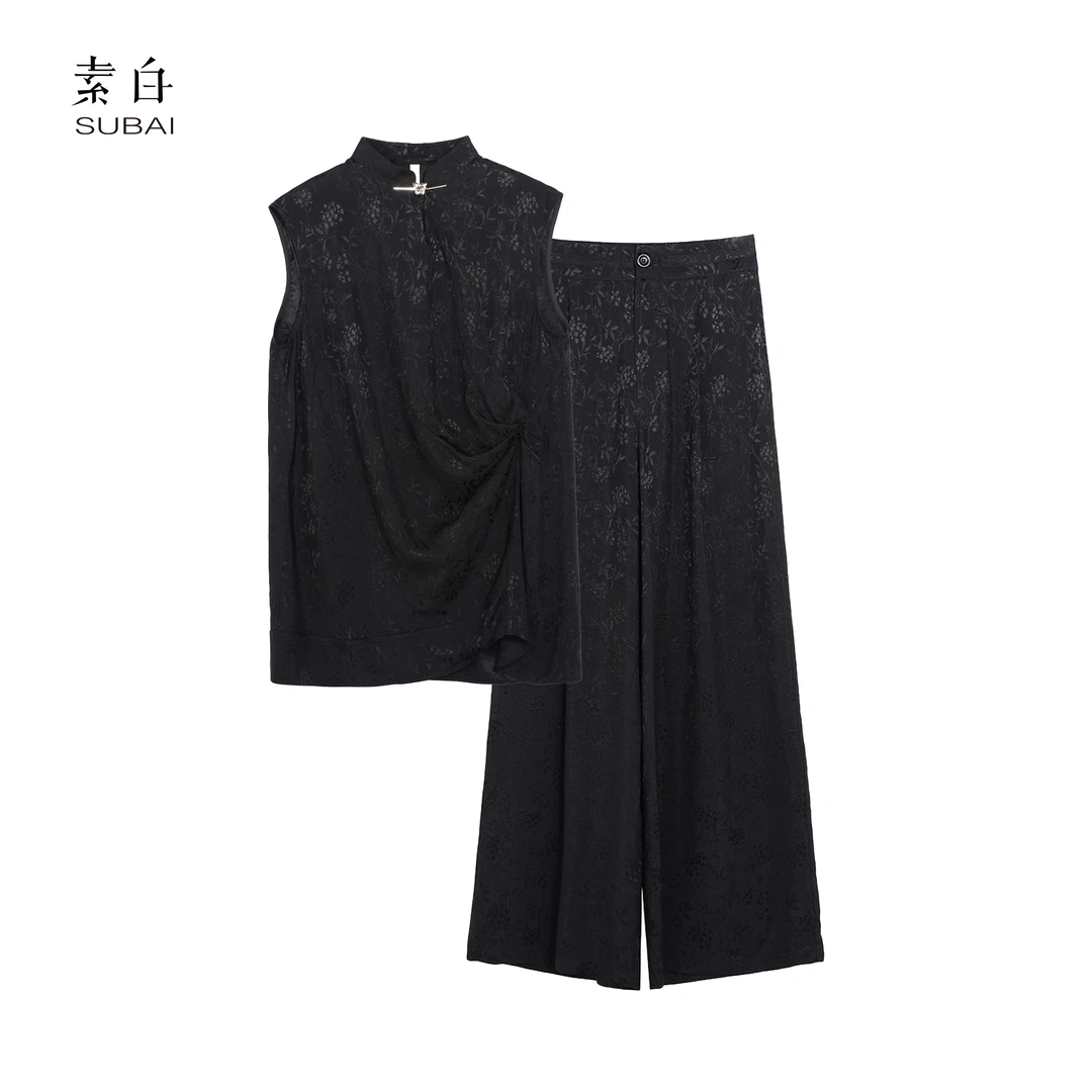 SB3240492889【素白】马乖醋酸提花新中式立领套装