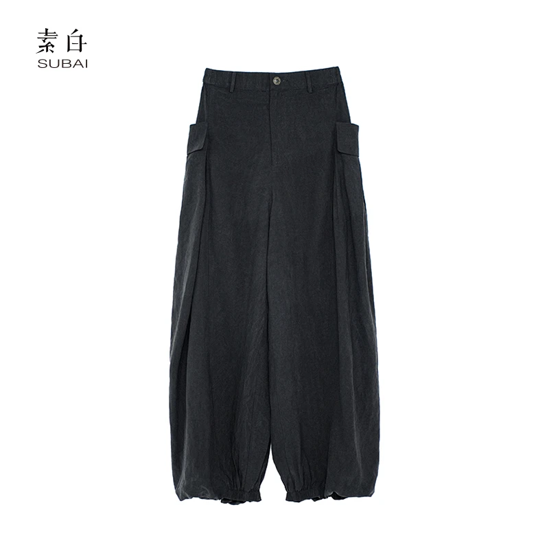 SB2407K00035素白【哪吒】时尚个性简约松紧膏腰百搭透气舒适休闲裤