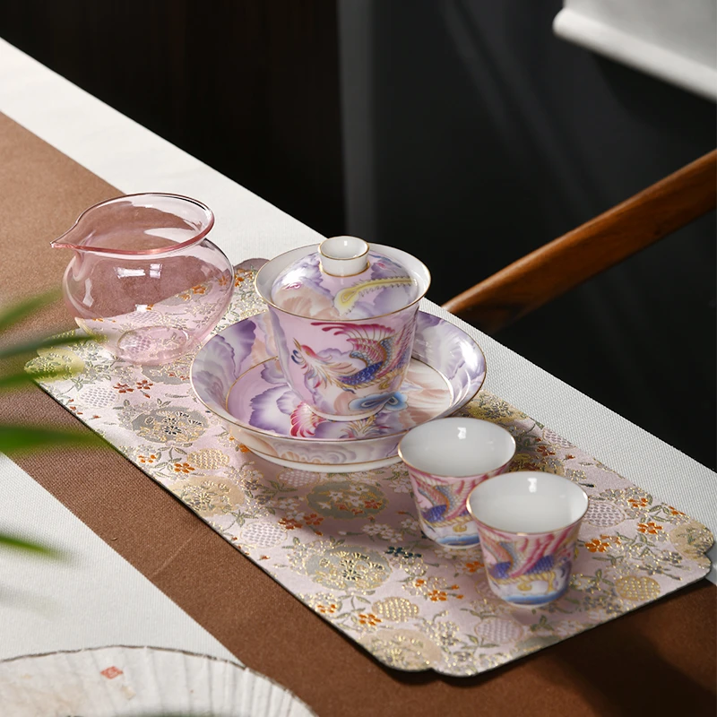 成艺凤凰三才盖碗陶瓷泡茶器具网红款泡茶碗伴手礼高档轻奢礼盒装