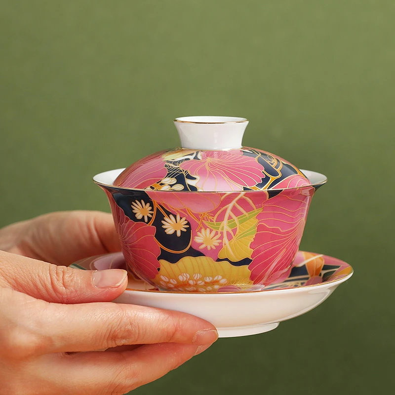 成艺『繁花』三才盖碗 家用泡茶敬茶碗浪漫女神功夫茶具茶盖碗大号