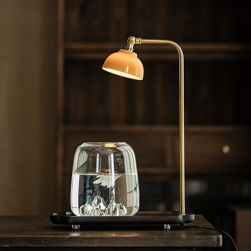 新中式陶瓷台灯中国风茶桌摆件民宿轻奢书房茶灯简约卧室装饰灯