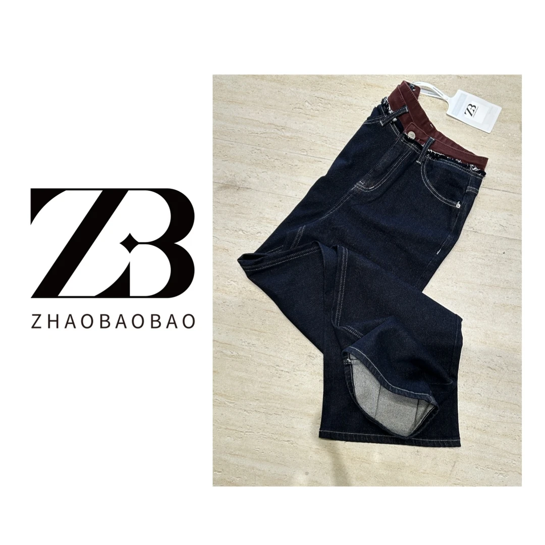 【ZHAOBAOBAO】腰间拼接拖地裤
