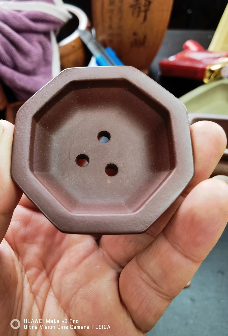 M45微型迷你四脚小八掌中宝紫砂花盆外口径6.8*2.5cm