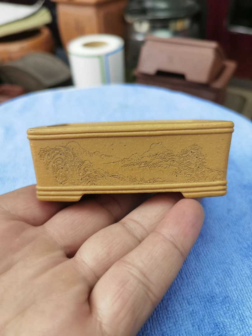 M6五线马槽黄金降坡泥紫砂花盆外口径9*6*3cm