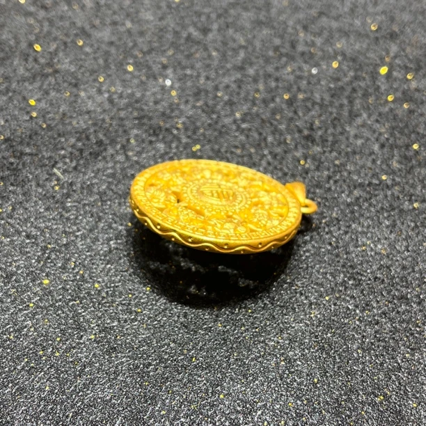 足金八宝罗盘[3D硬金]项链吊坠时尚首饰精美编织项坠素款编绳